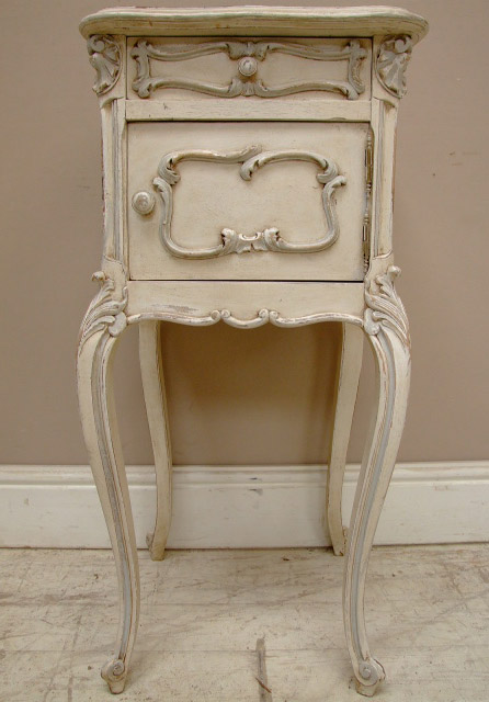antique french painted bedside table